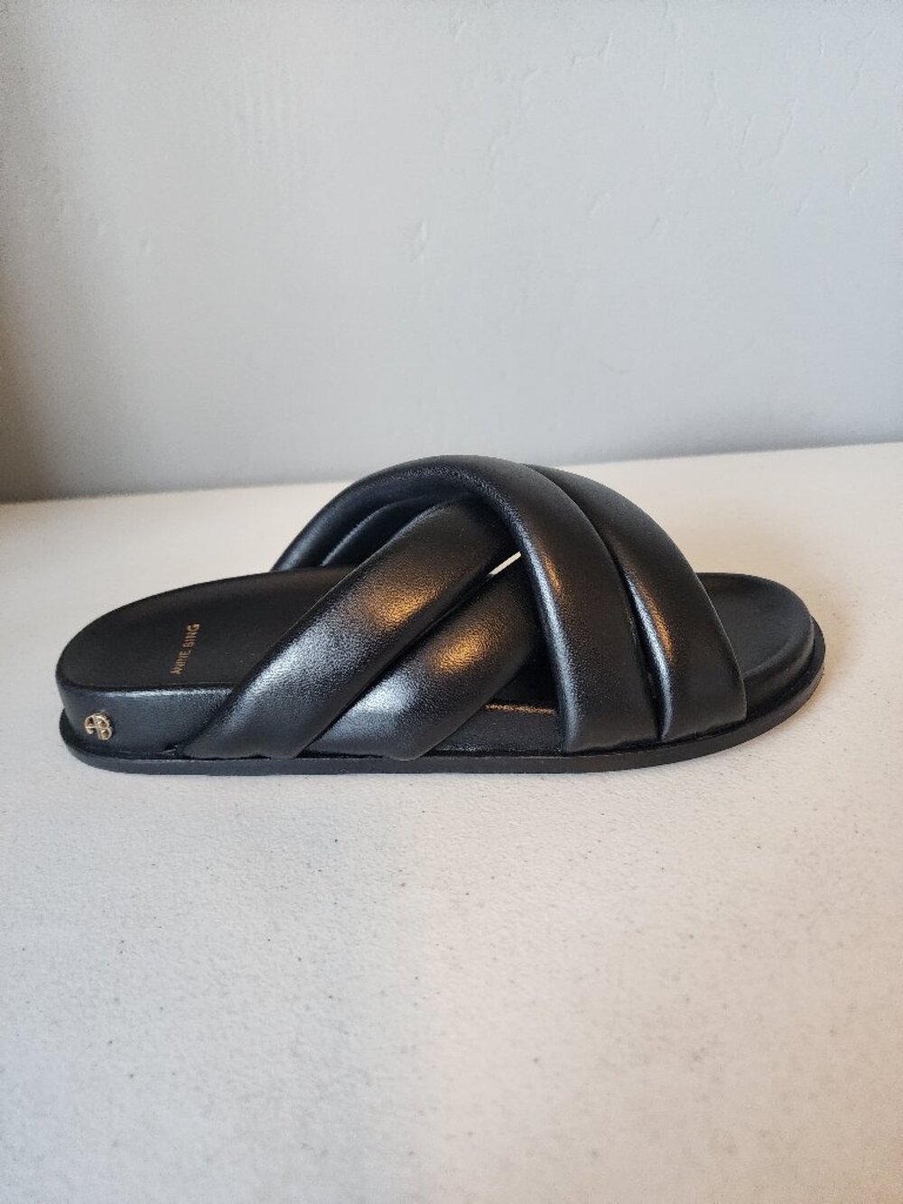 Anine Bing Black Emi Leather Slide Sandals - Picture 13 of 16